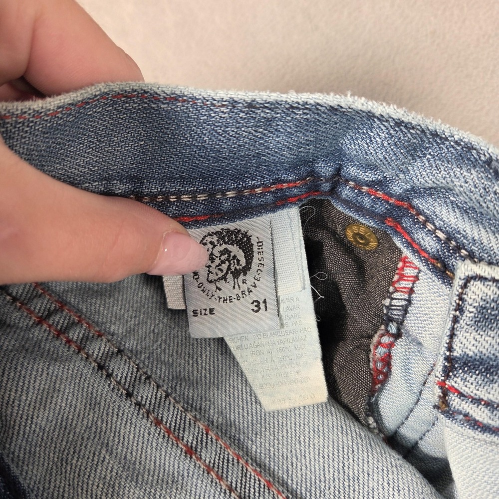 VTG Diesel Jeans Mens 31x30 Light Wash Lemmen Bootcut Distressed 00s Tag 31x34 - Picture 4 of 10